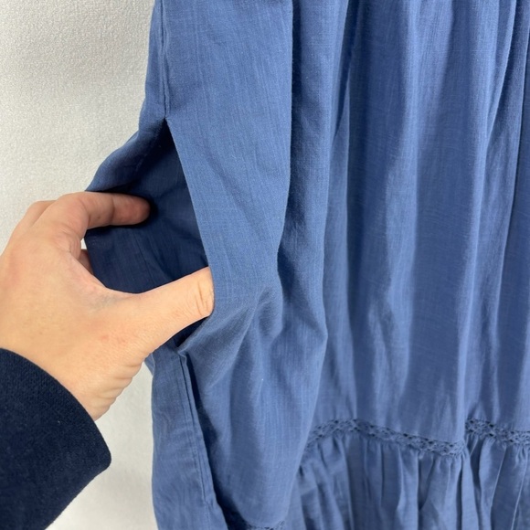 Anthropologie Women’s Size Small Blue Ruffle Flutter Sleeve Plunge Mini Dress - Picture 9 of 14